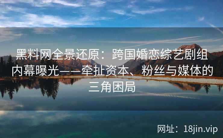 黑料网全景还原：跨国婚恋综艺剧组内幕曝光——牵扯资本、粉丝与媒体的三角困局
