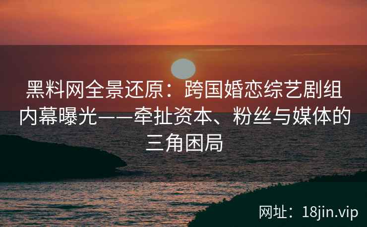 黑料网全景还原：跨国婚恋综艺剧组内幕曝光——牵扯资本、粉丝与媒体的三角困局