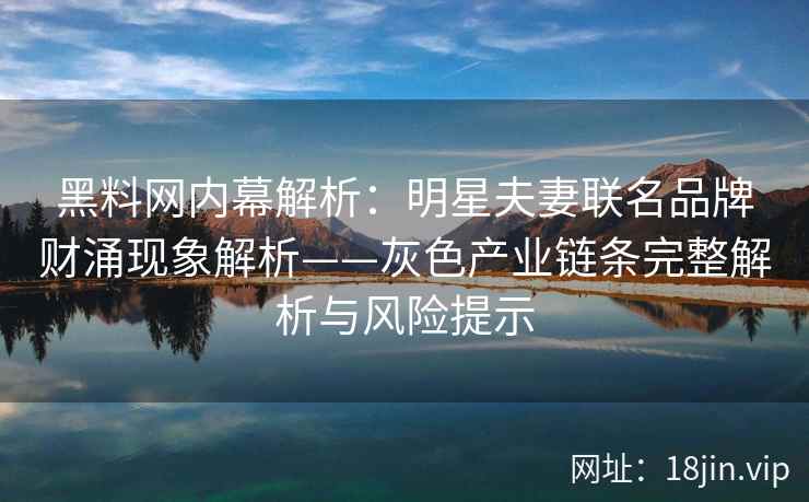 黑料网内幕解析：明星夫妻联名品牌财涌现象解析——灰色产业链条完整解析与风险提示  第1张